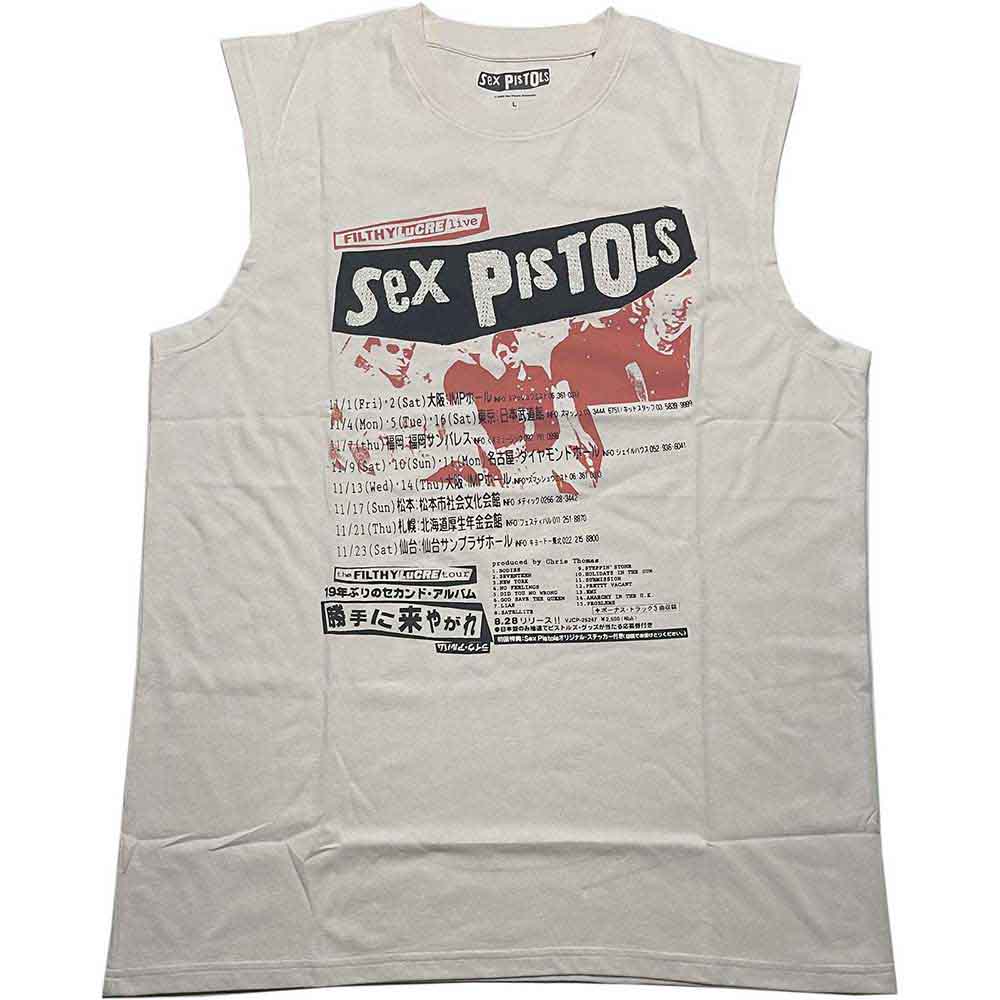 The Sex Pistols Unisex Tank T-Shirt: Filthy Lucre (Natural) (Embellished)