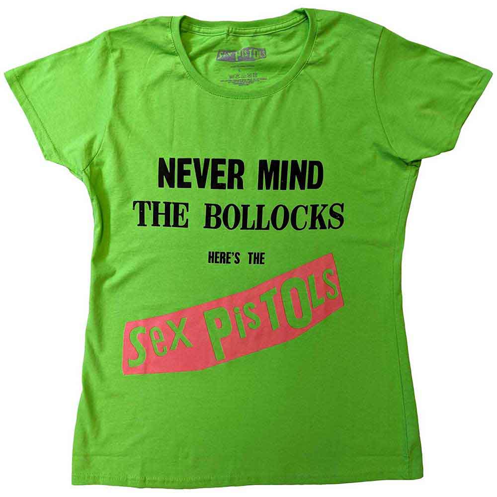 The Sex Pistols Ladies T-Shirt: Nevermind the B...s Original Album (Green)