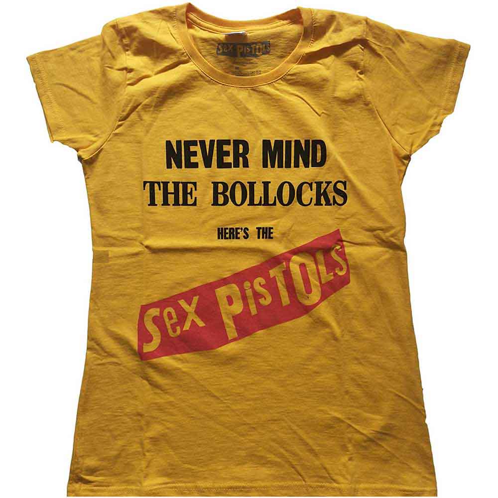 The Sex Pistols Ladies T-Shirt: Never Mind the Bollocks Original Album (Yellow)