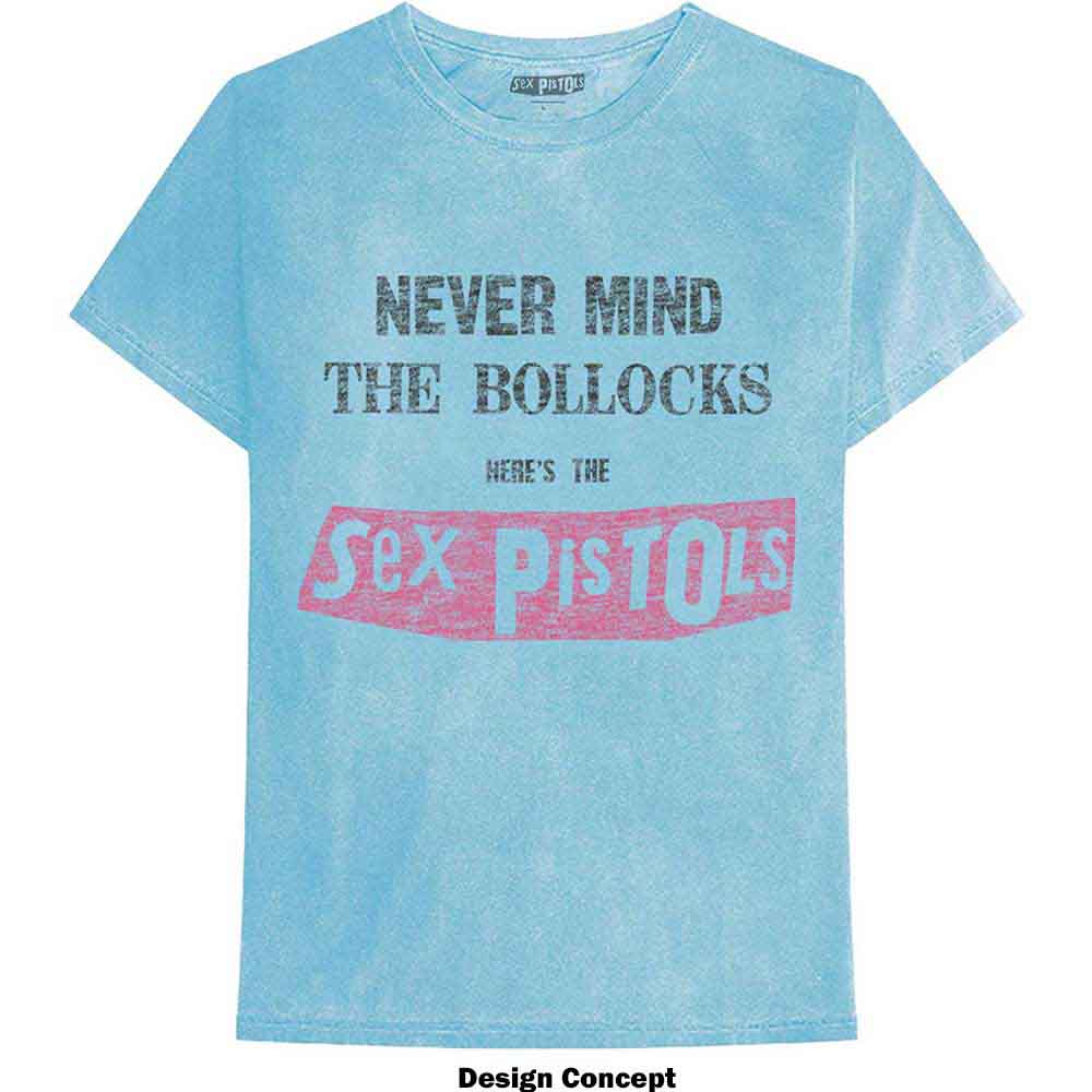 The Sex Pistols Unisex T-Shirt: Never Mind the Bollocks Distressed (Blue) (Wash Collection)