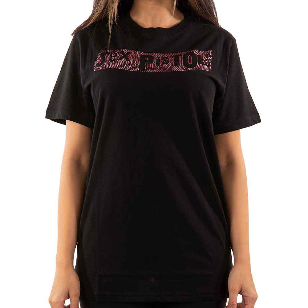 The Sex Pistols Unisex T-Shirt: Logo (Black) (Embellished)