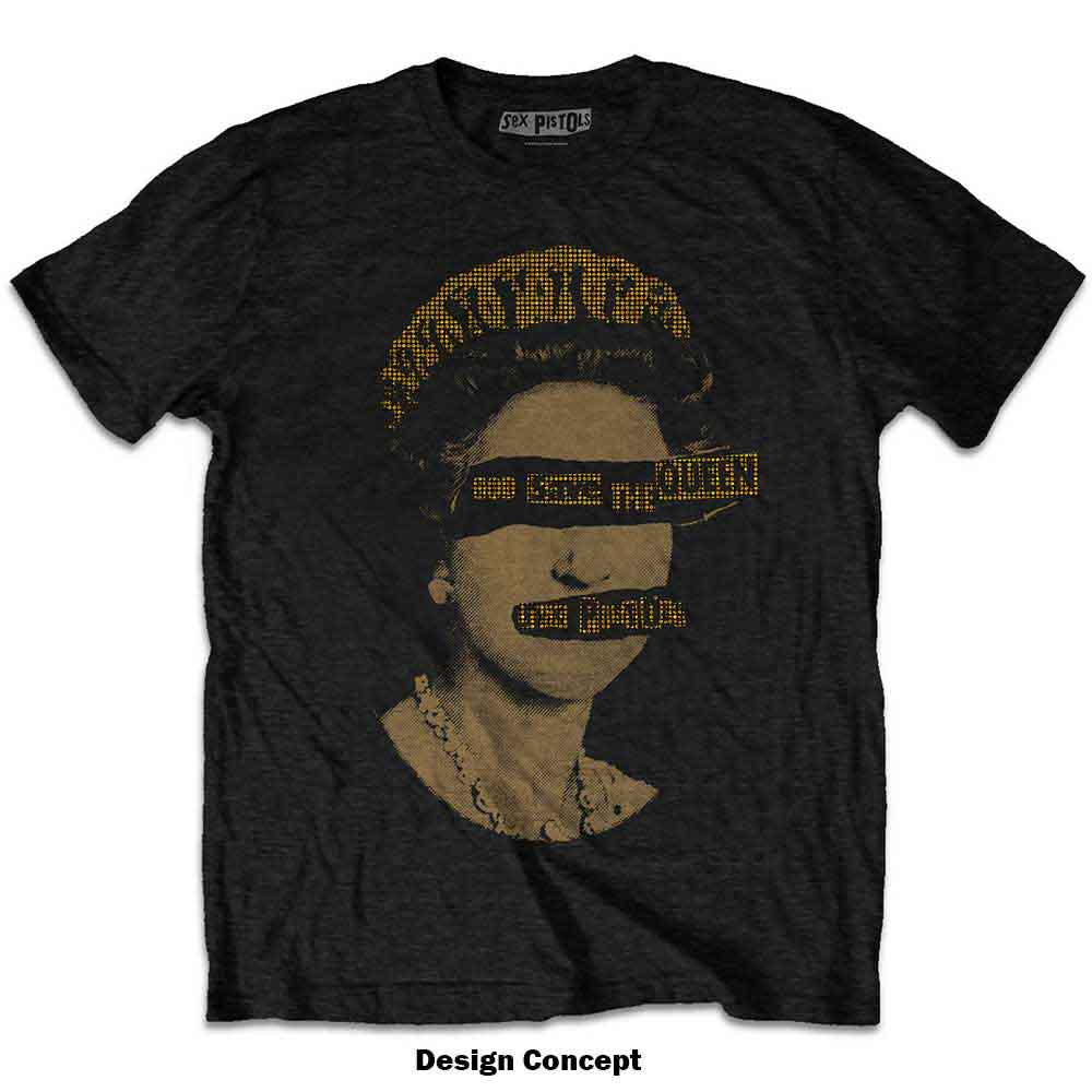 The Sex Pistols Unisex T-Shirt: God Save The Queen (Black) (Embellished)