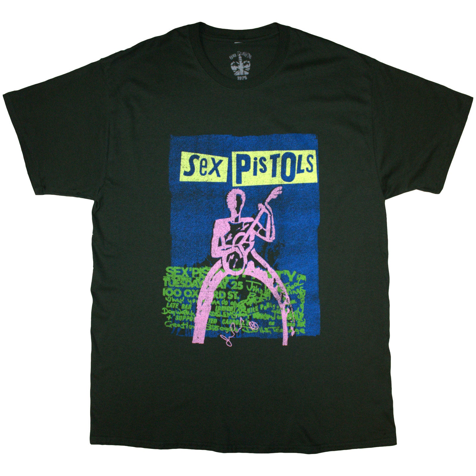 The Sex Pistols Unisex T-Shirt: Guitar Cartoon (Green)