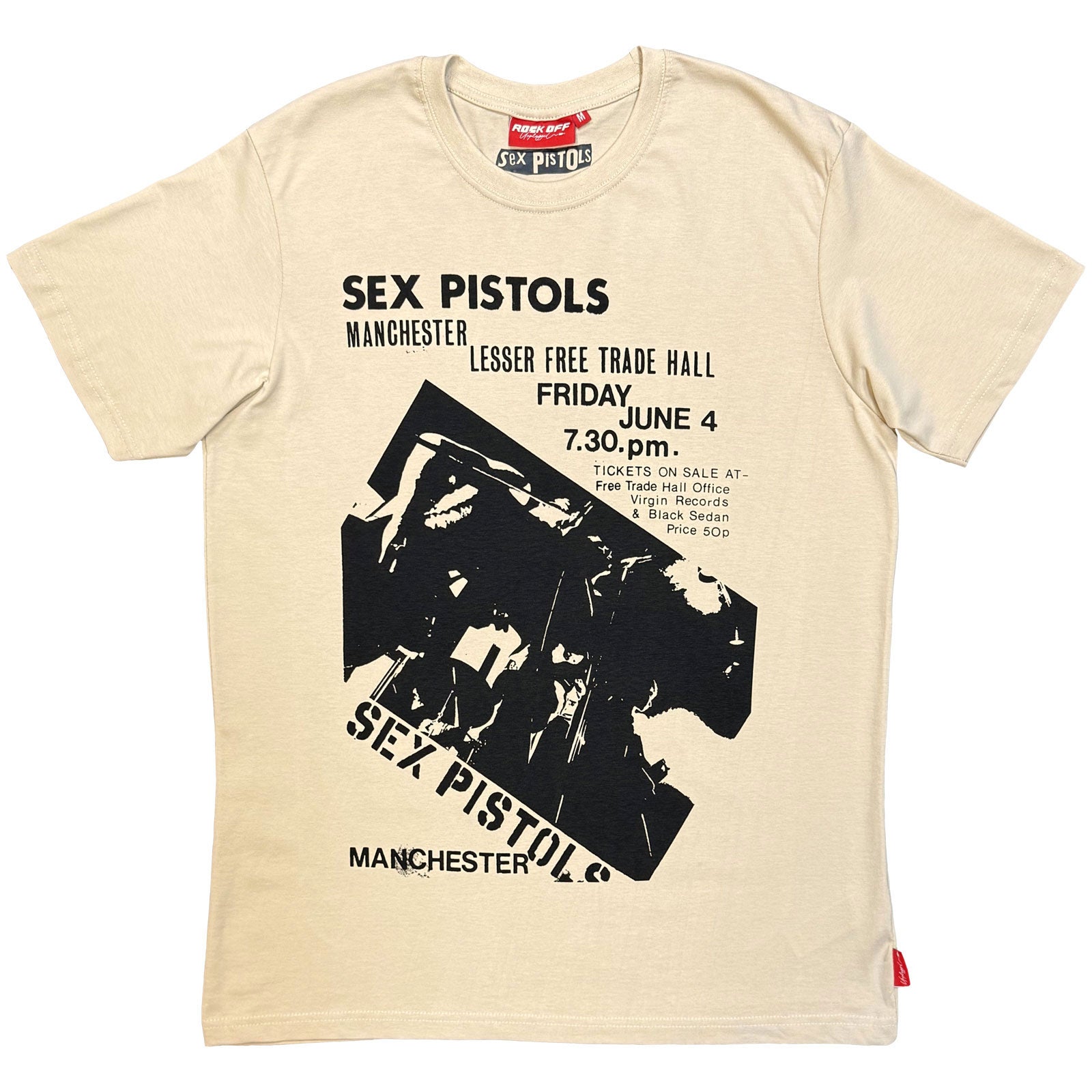 The Sex Pistols Unisex Unplugged T-Shirt: Manchester (Sand)
