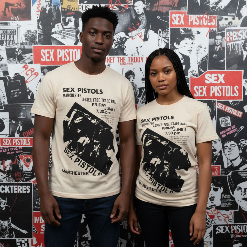 The Sex Pistols Unisex Unplugged T-Shirt: Manchester (Sand)