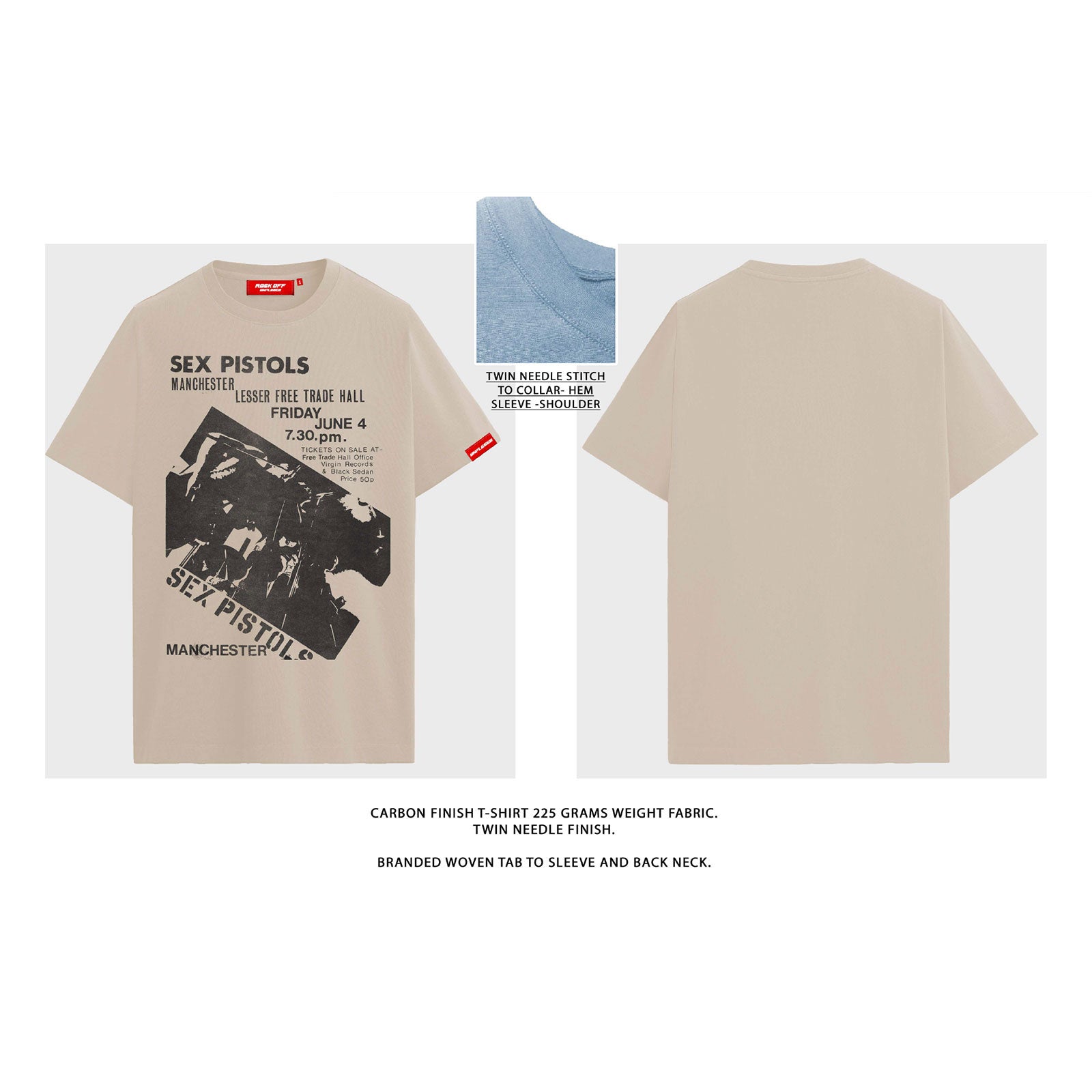 The Sex Pistols Unisex Unplugged T-Shirt: Manchester (Sand)