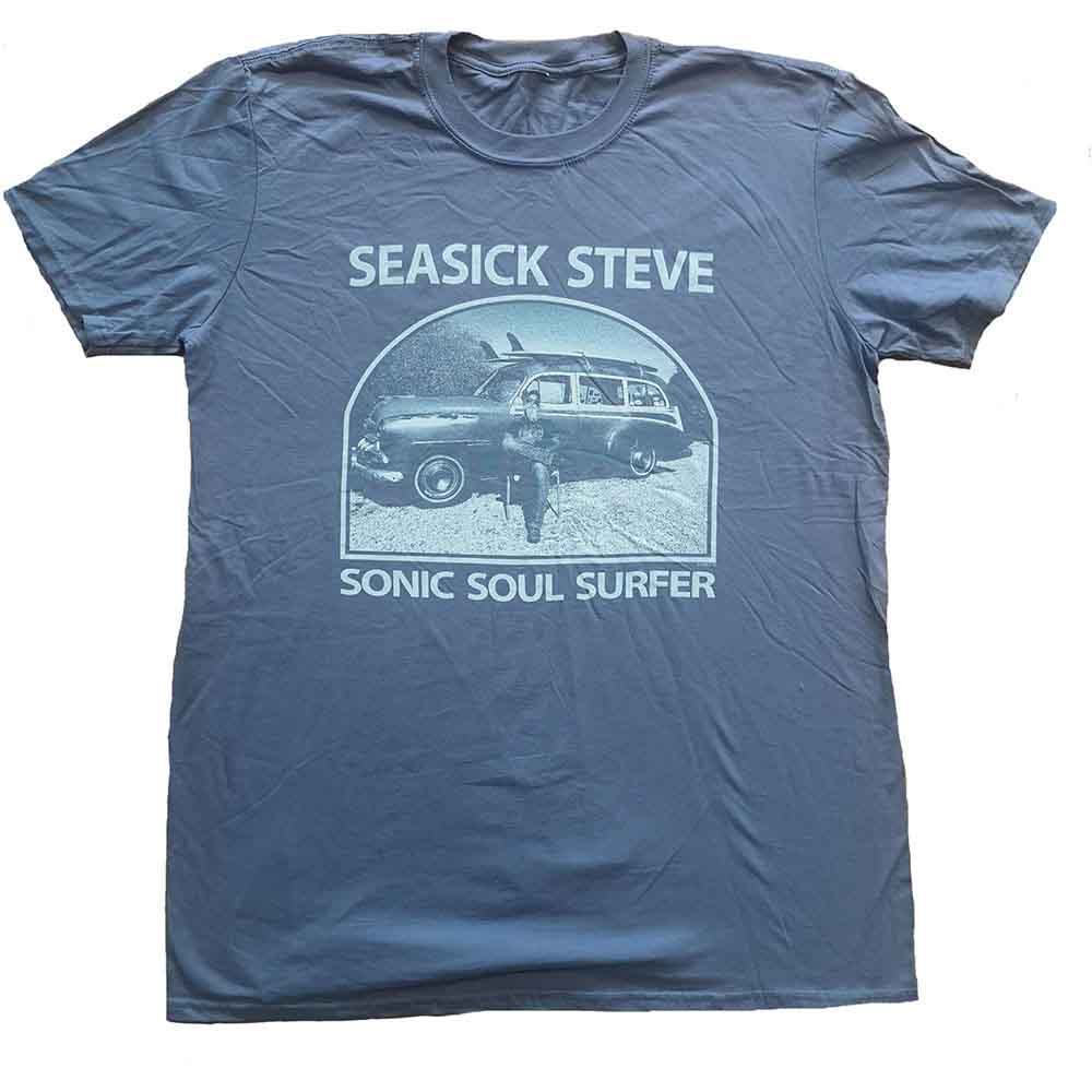 Seasick Steve Unisex T-Shirt: Sonic Soul Surfer (Blue) (Back Print)