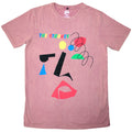 The Strokes Unisex Stone Wash T-Shirt: Abstract Face (Kashmir Red)