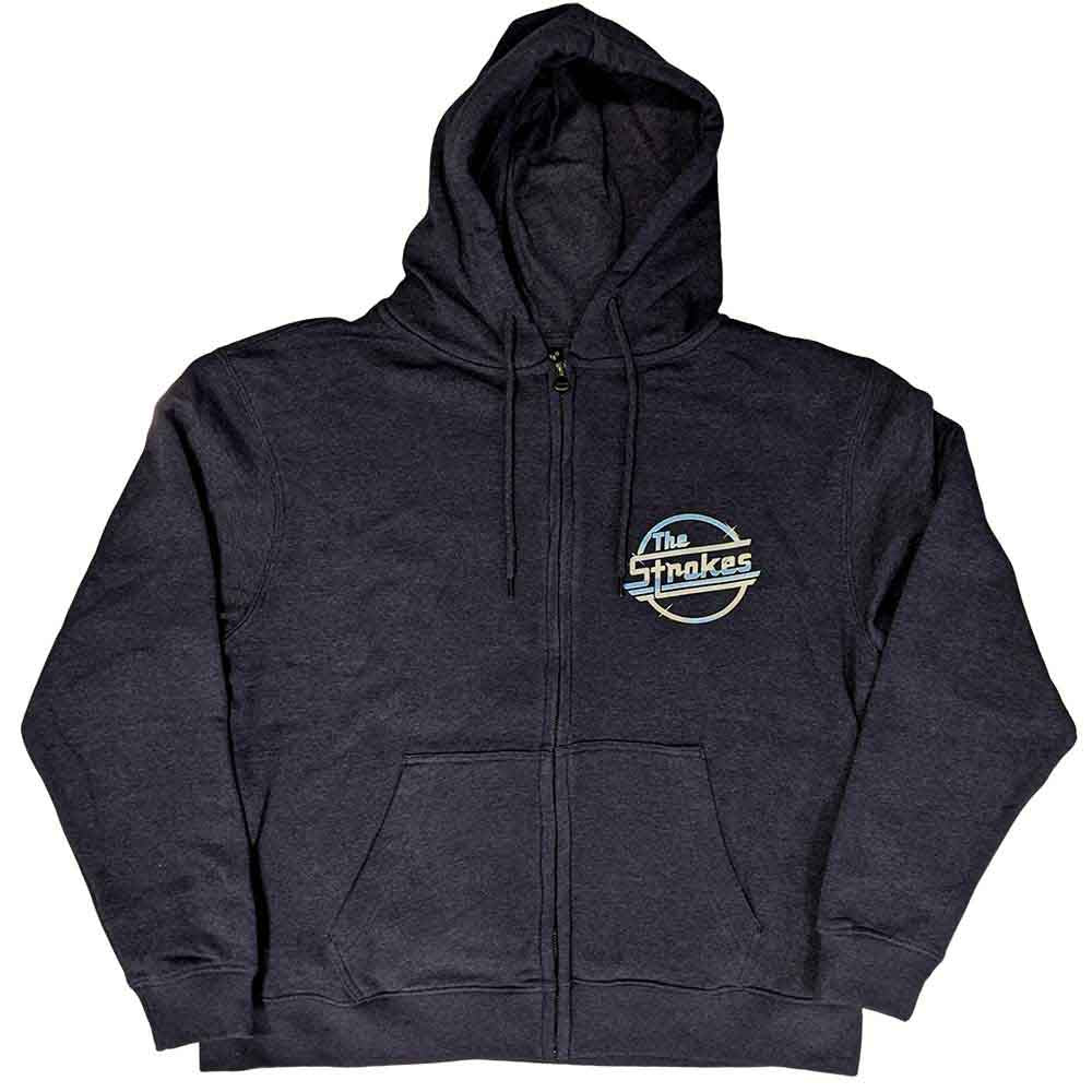 The Strokes Unisex Zipped Hoodie: OG Magna (Navy Blue) (Back Print)