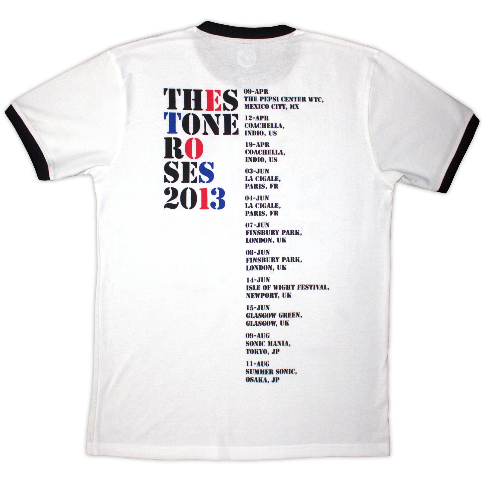 The Stone Roses Unisex Ringer T-Shirt: 2013 Tour Ringer (White) (Back Print)