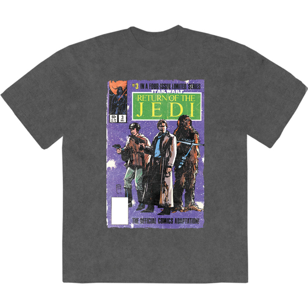 Star Wars Unisex Stone Wash T-Shirt: Return Of The Jedi Comic (Charcoal Grey)
