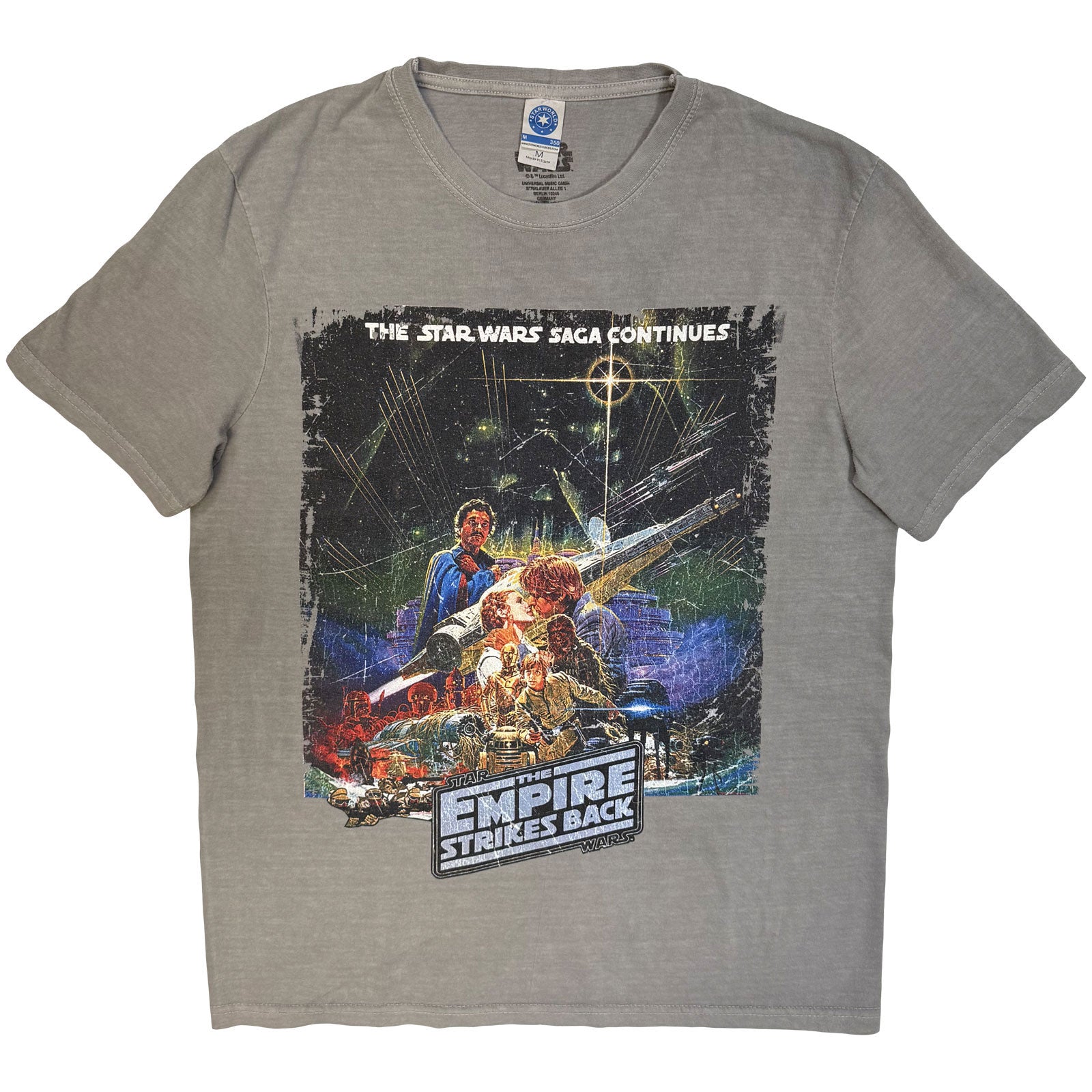 Star Wars Unisex Stone Wash T-Shirt: TESB Kiss (Grey)