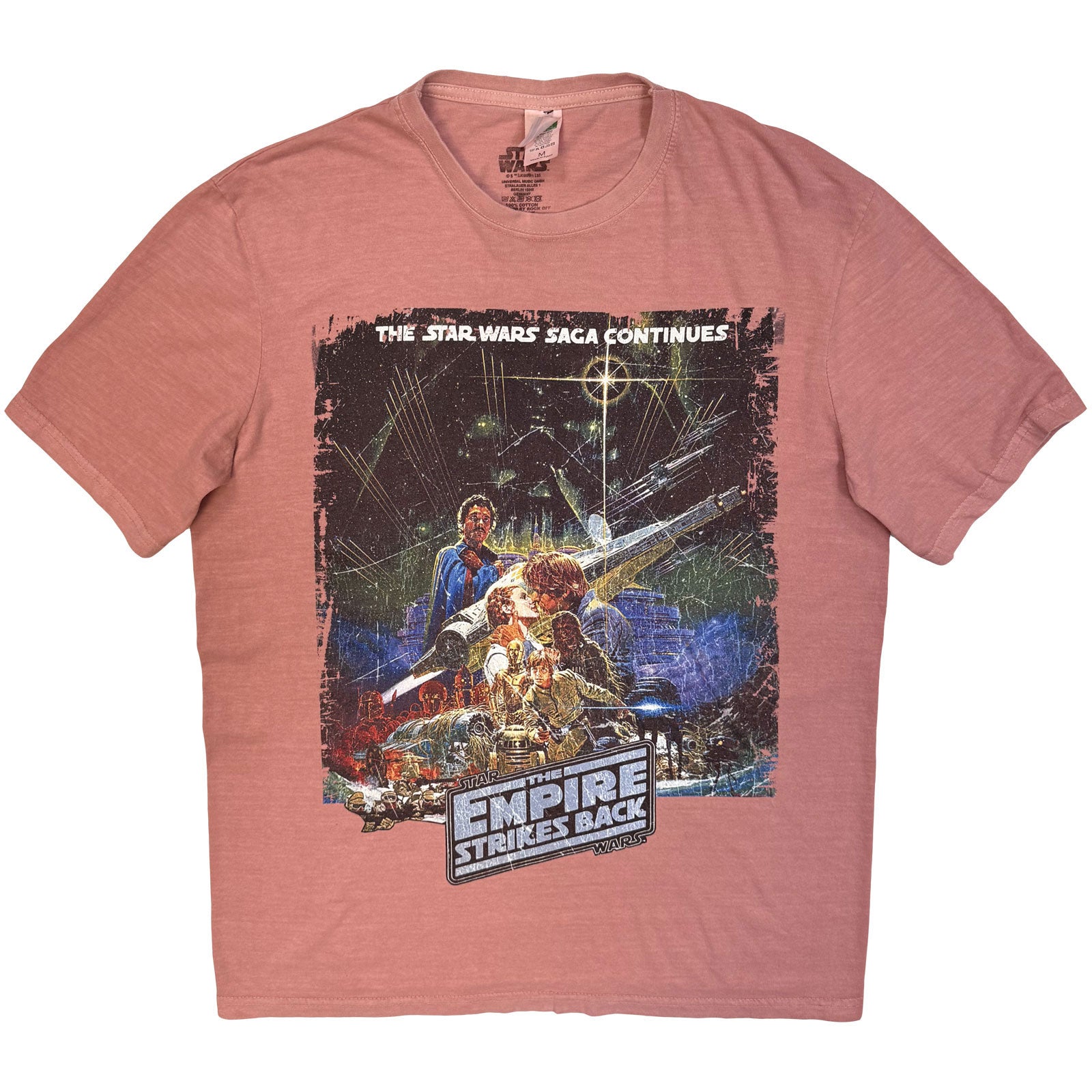 Star Wars Unisex Stone Wash T-Shirt: TESB Kiss (Red)
