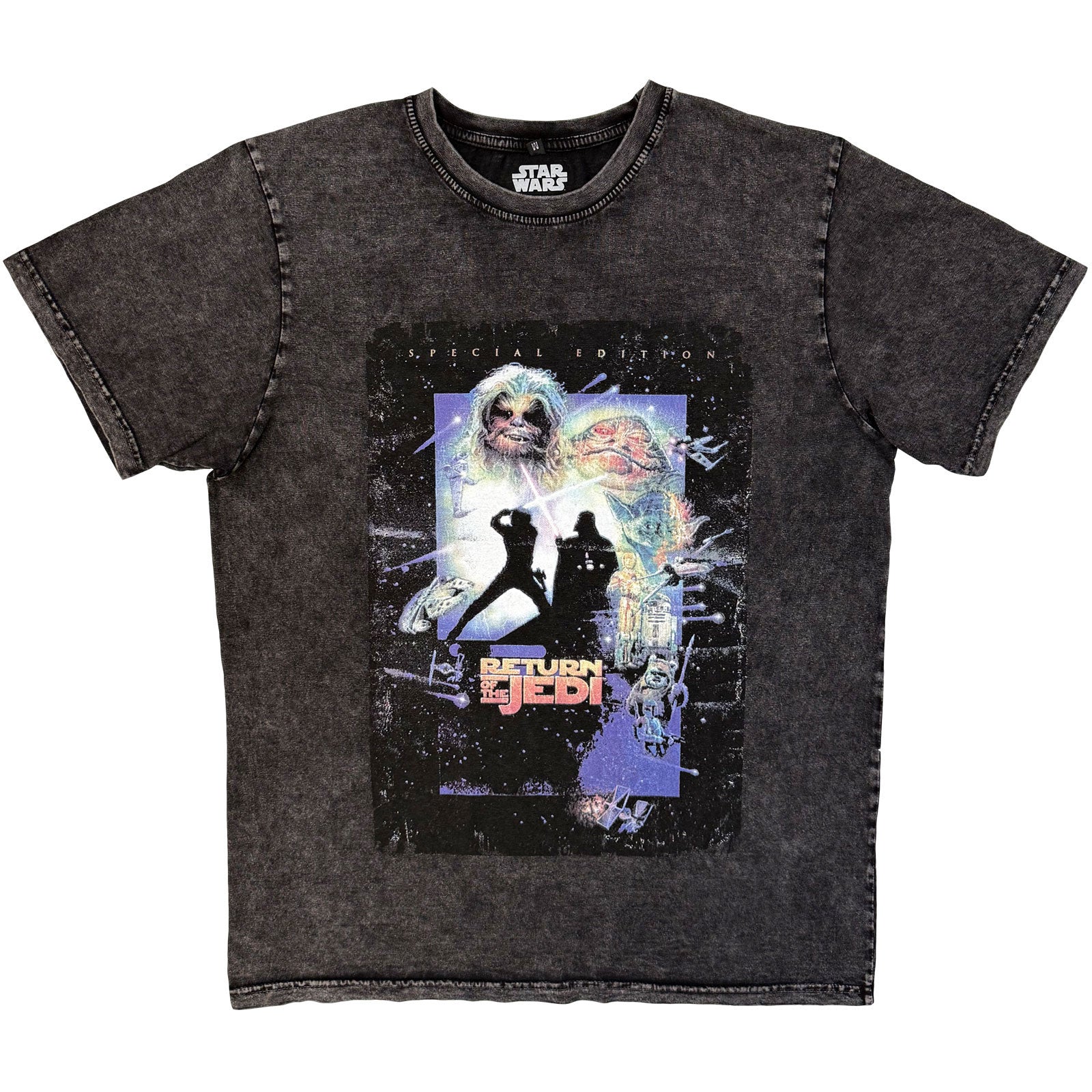 Star Wars Unisex Stone Wash T-Shirt: ROTJ Silhouette (Black)