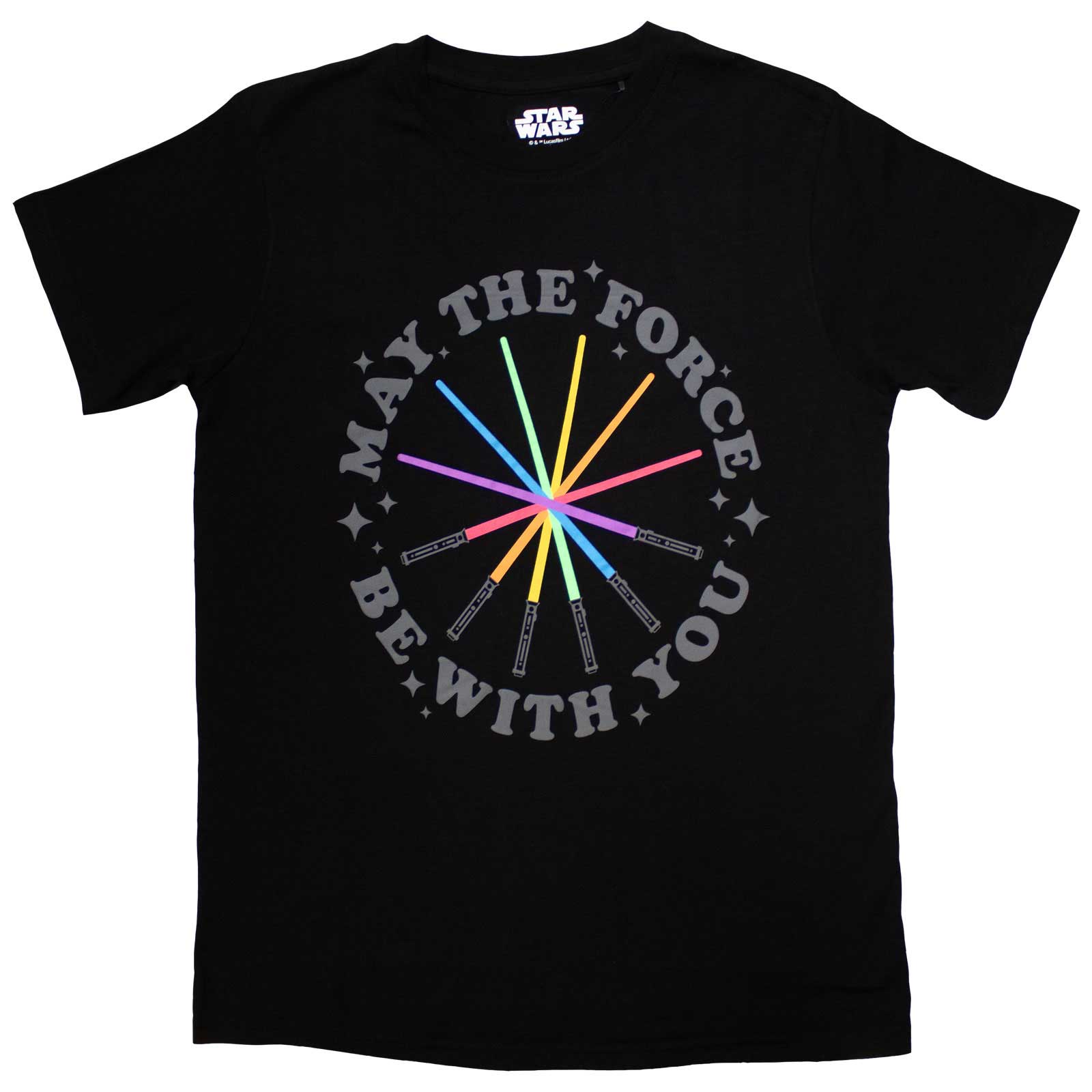 Star Wars Unisex T-Shirt: Rainbow Sabers (Black)