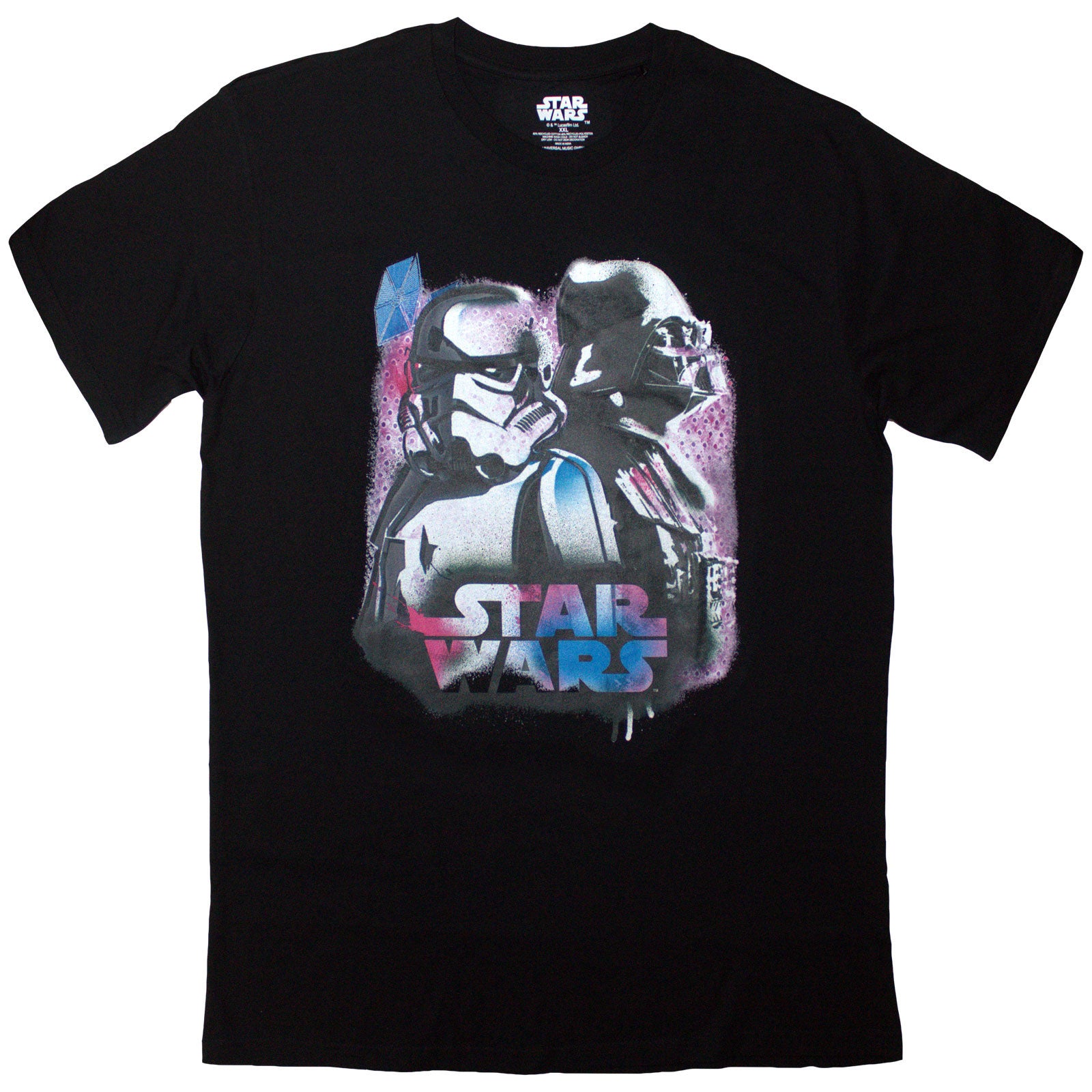 Star Wars Unisex T-Shirt: Vader & Trooper Neon (Black)