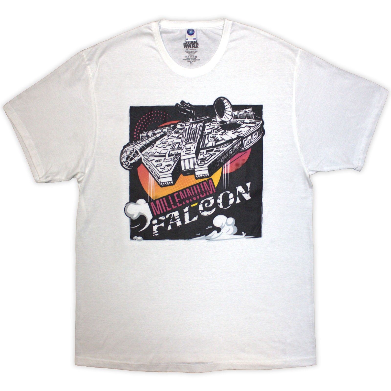 Star Wars Unisex T-Shirt: Millennium Falcon Graphic (White)