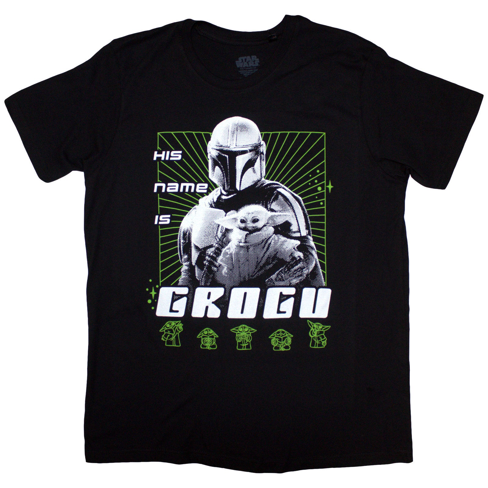 Star Wars Unisex T-Shirt: The Mandalorian His Name Is Grogu (Black)