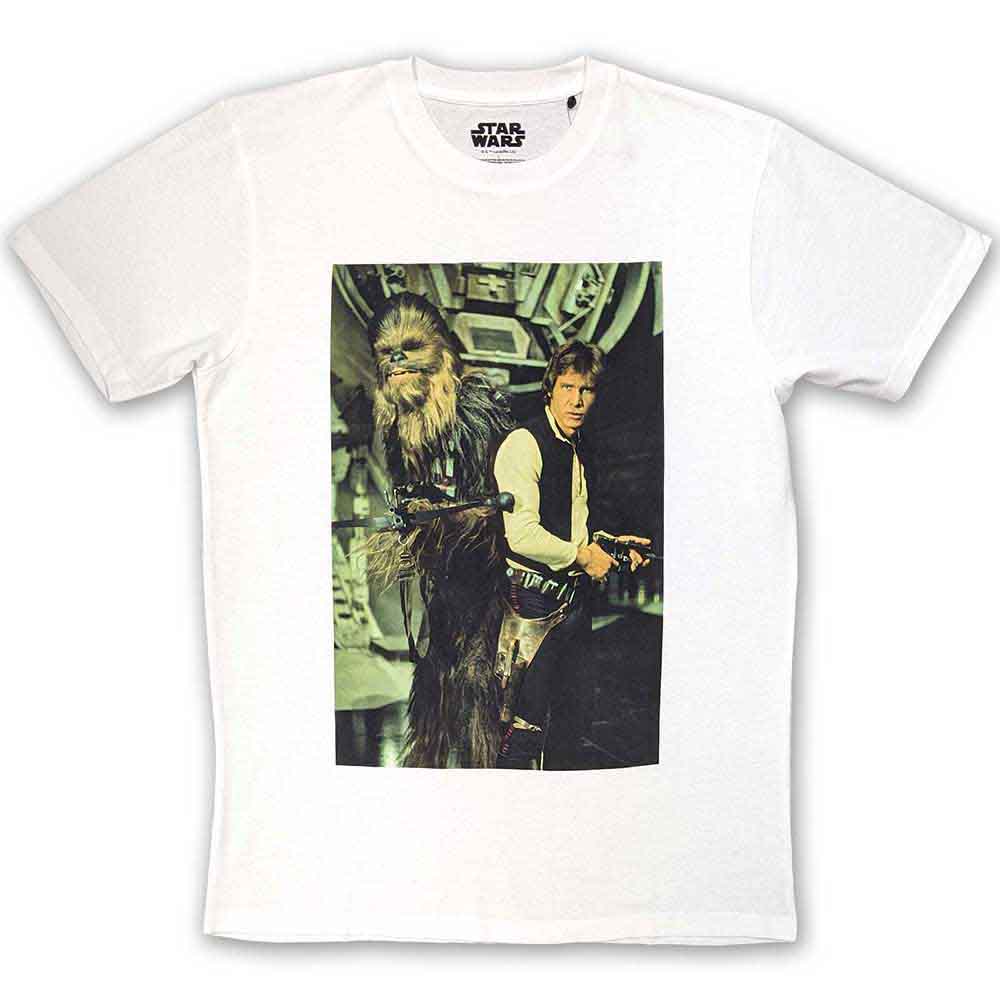 Star Wars Unisex T-Shirt: Chewbacca & Han Stare (White)