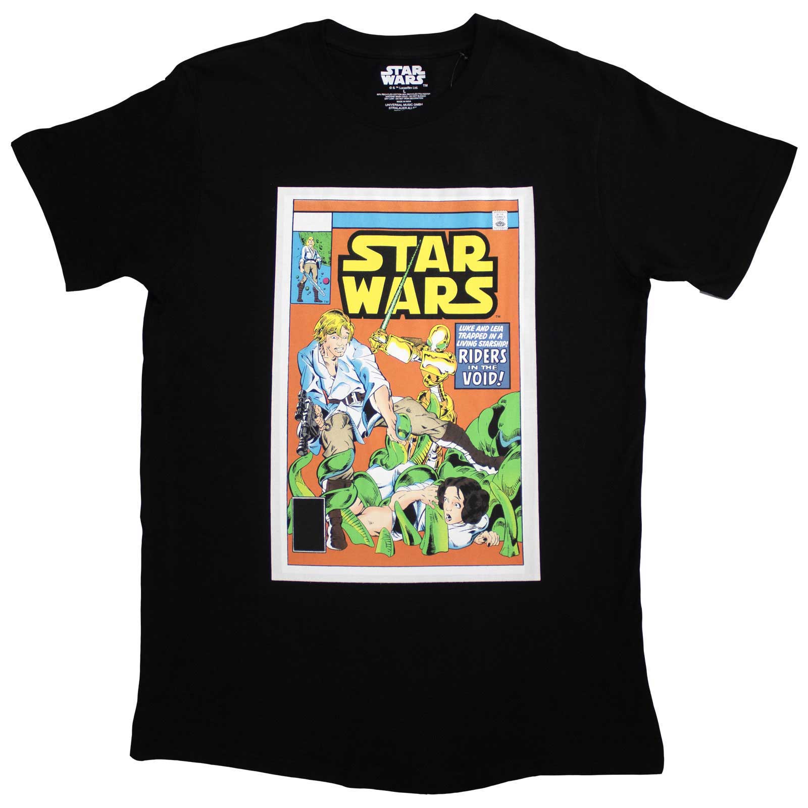 Star Wars Unisex T-Shirt: Luke & Leia Comic Cover (Black)