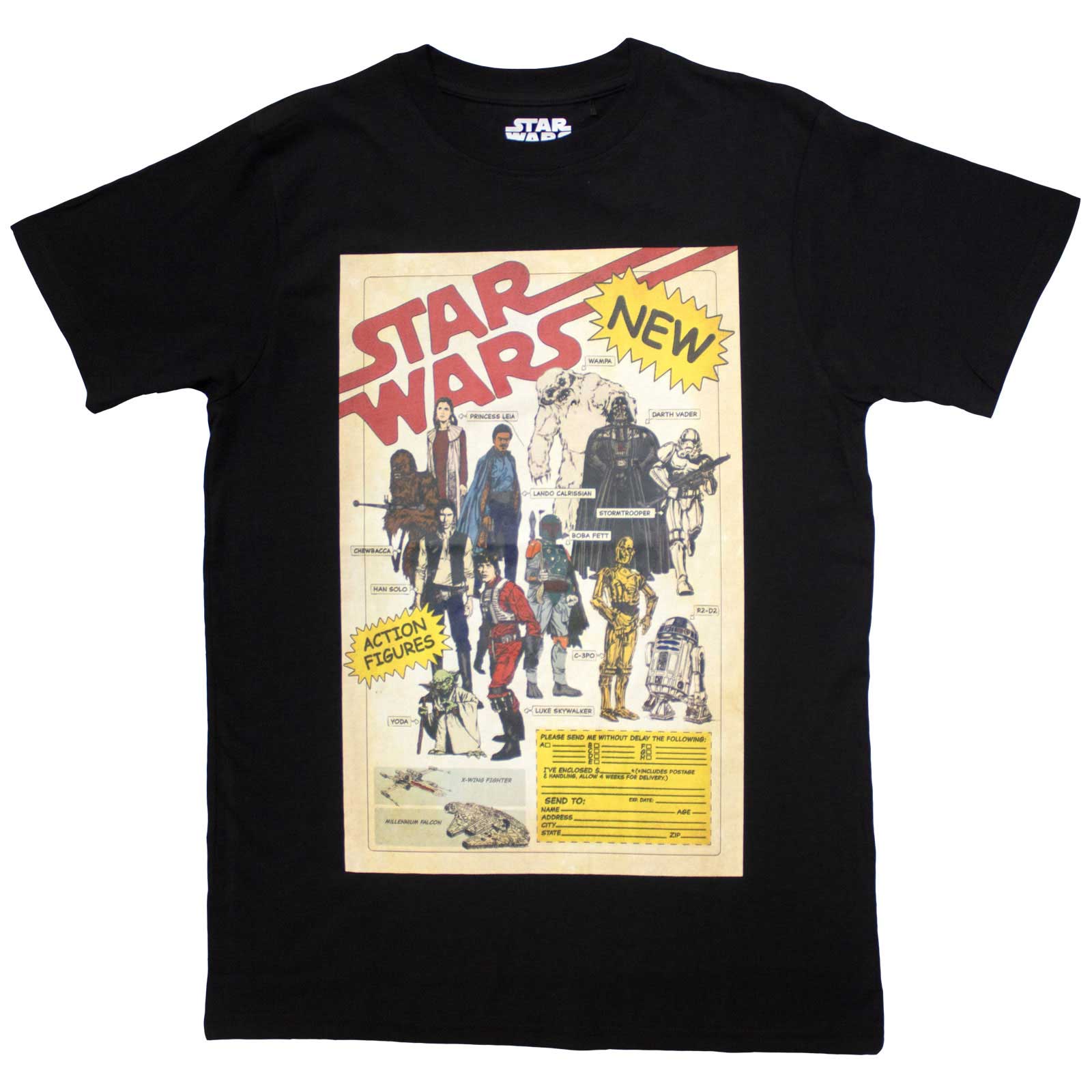 Star Wars Unisex T-Shirt: Action Figures (Black)