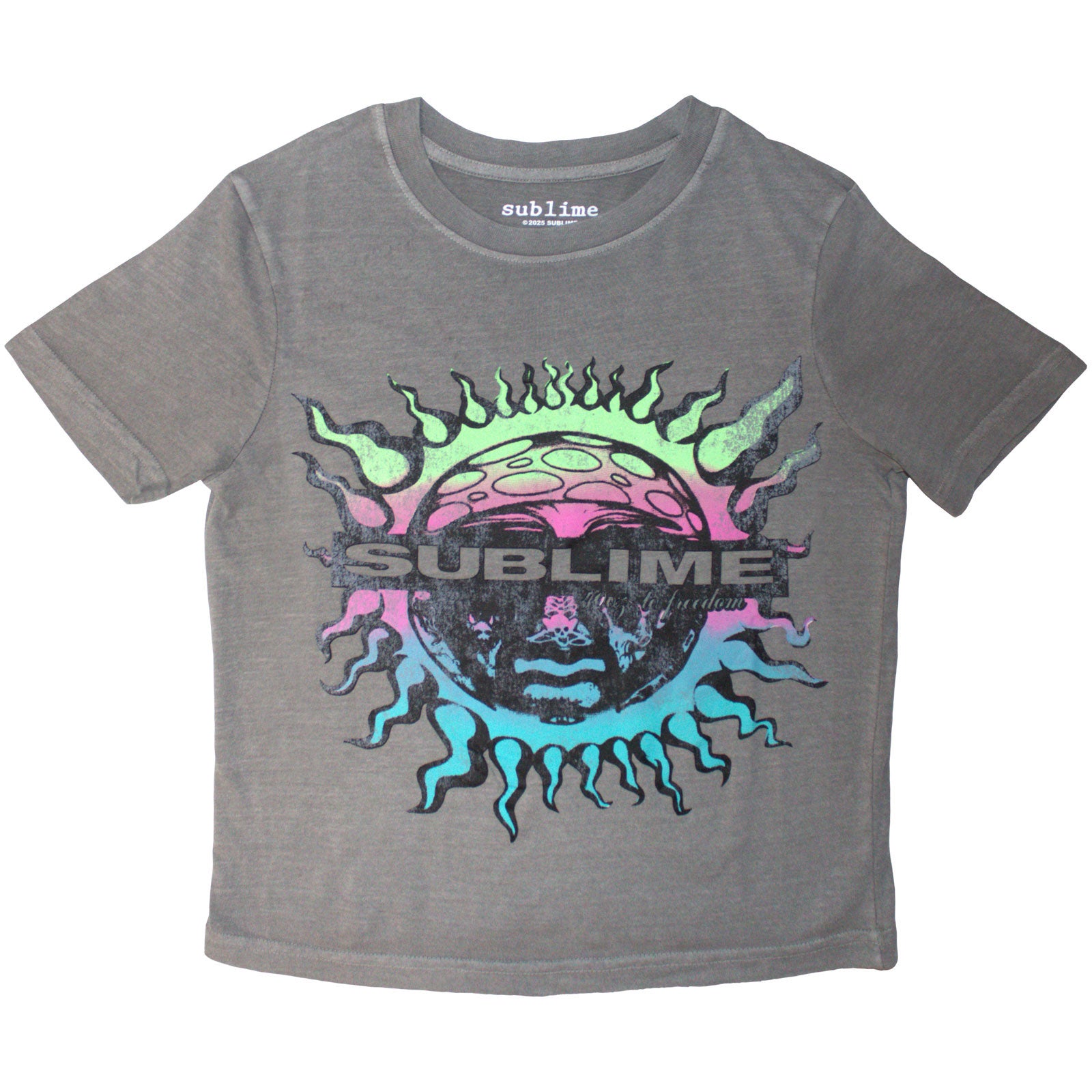 Sublime Ladies Crop Top: Gradient Sun (Grey)