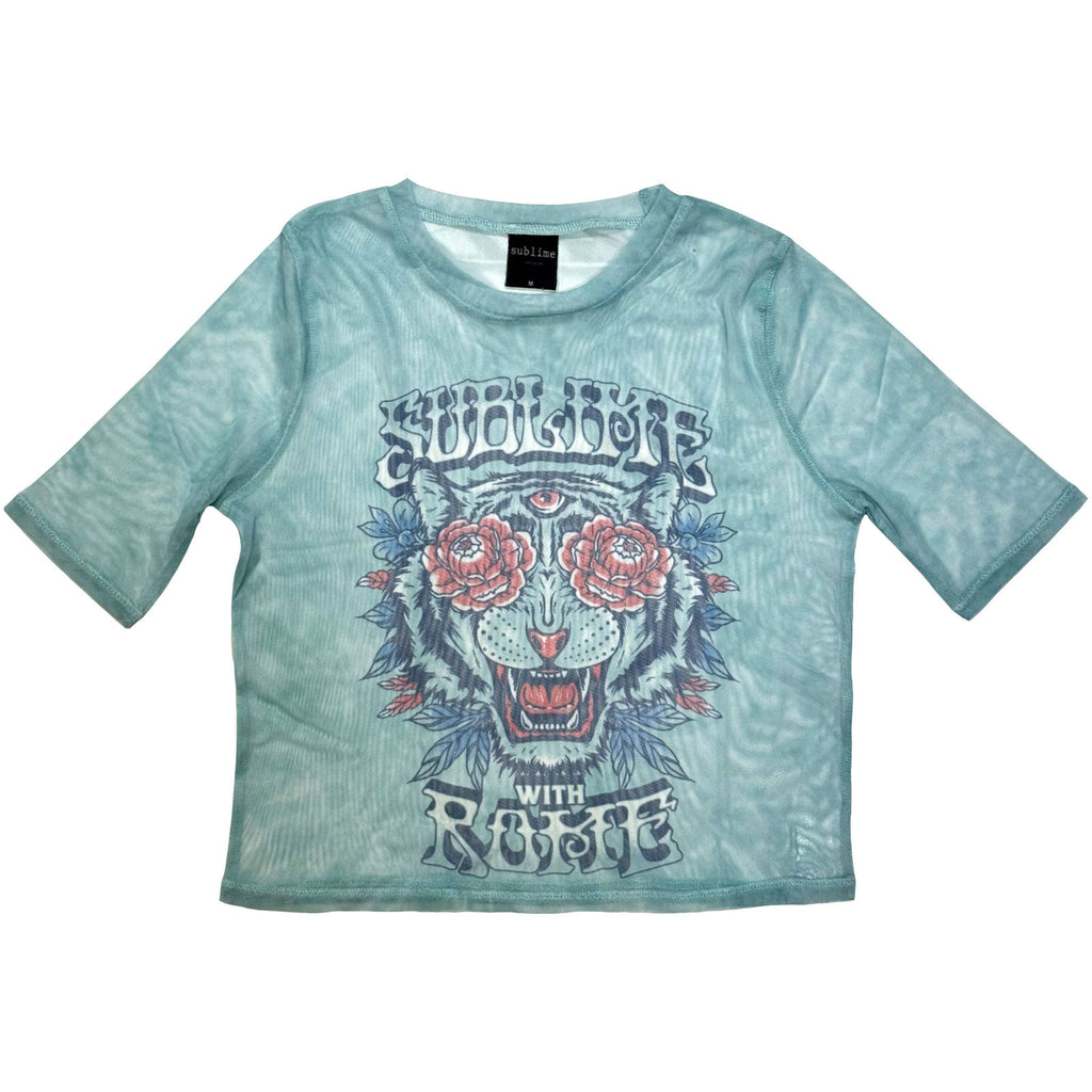 Sublime Ladies Mesh Crop Top: With Rome (Light Blue)