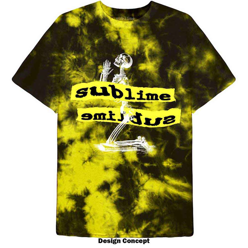 Sublime Unisex T-Shirt: Praying Skeleton (Yellow) (Wash Collection)