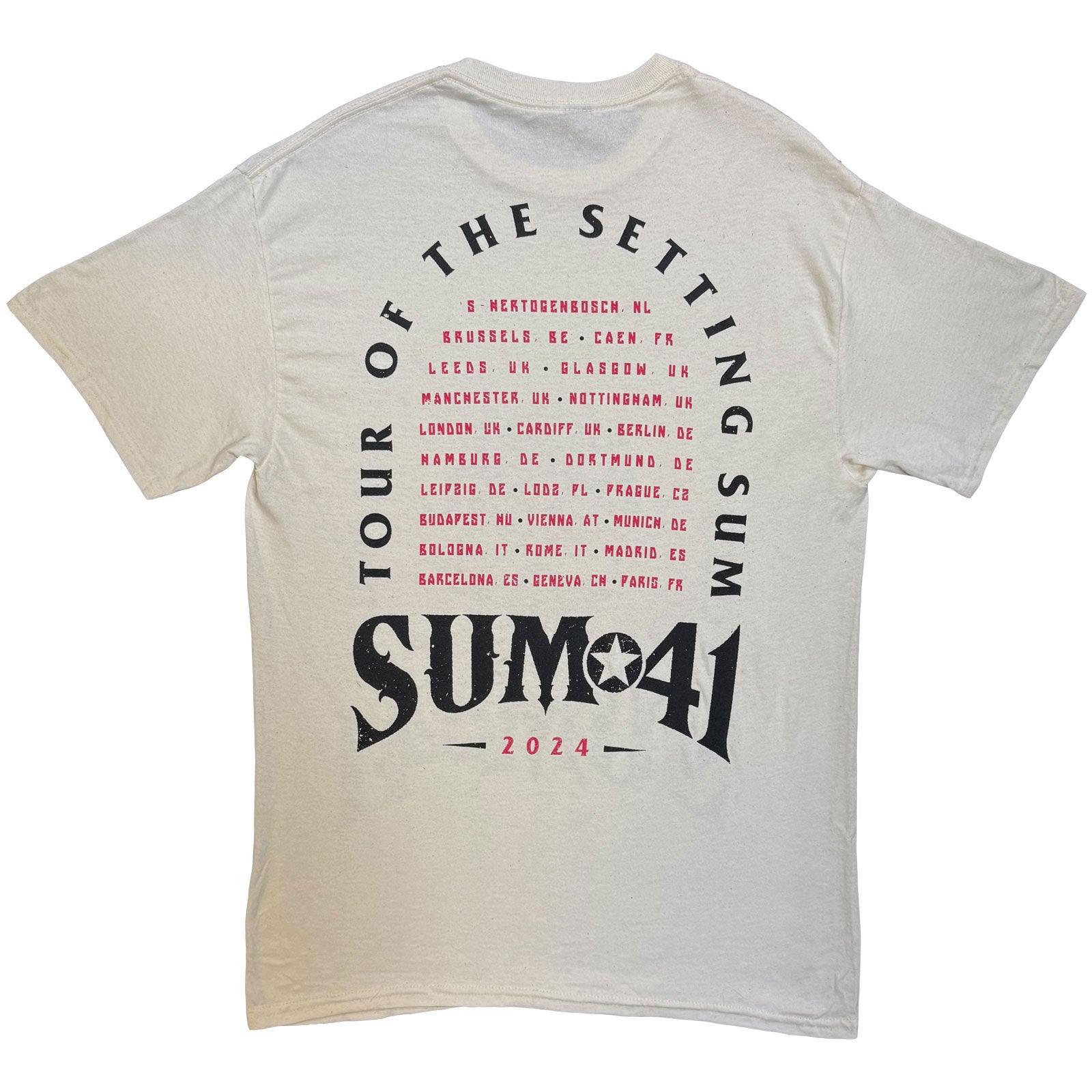 Sum 41 Unisex T-Shirt: Tour '24 Pt.2 Pink Skull (Natural) (Back Print) (Ex-Tour)