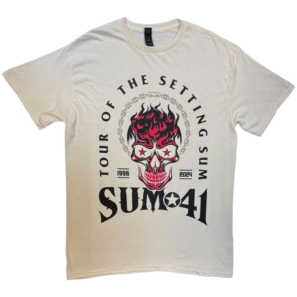 Sum 41 Unisex T-Shirt: Tour '24 Pt.2 Pink Skull (Natural) (Back Print) (Ex-Tour)