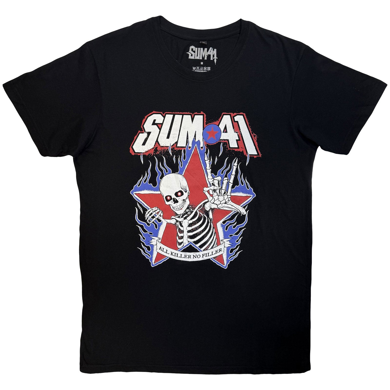 Sum 41 Unisex Premium Carbon T-Shirt: All Killer No Filler Skeleton (Black)