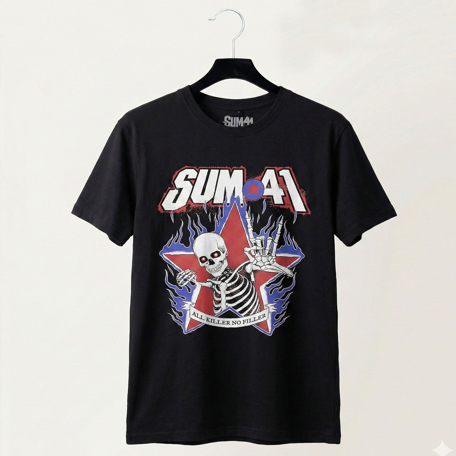 Sum 41 Unisex Premium Carbon T-Shirt: All Killer No Filler Skeleton (Black)