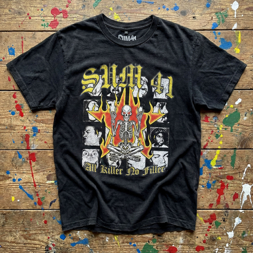 Sum 41 Unisex Premium Carbon T-Shirt: All Killer No Filler Tracklist (Black) (Back Print)
