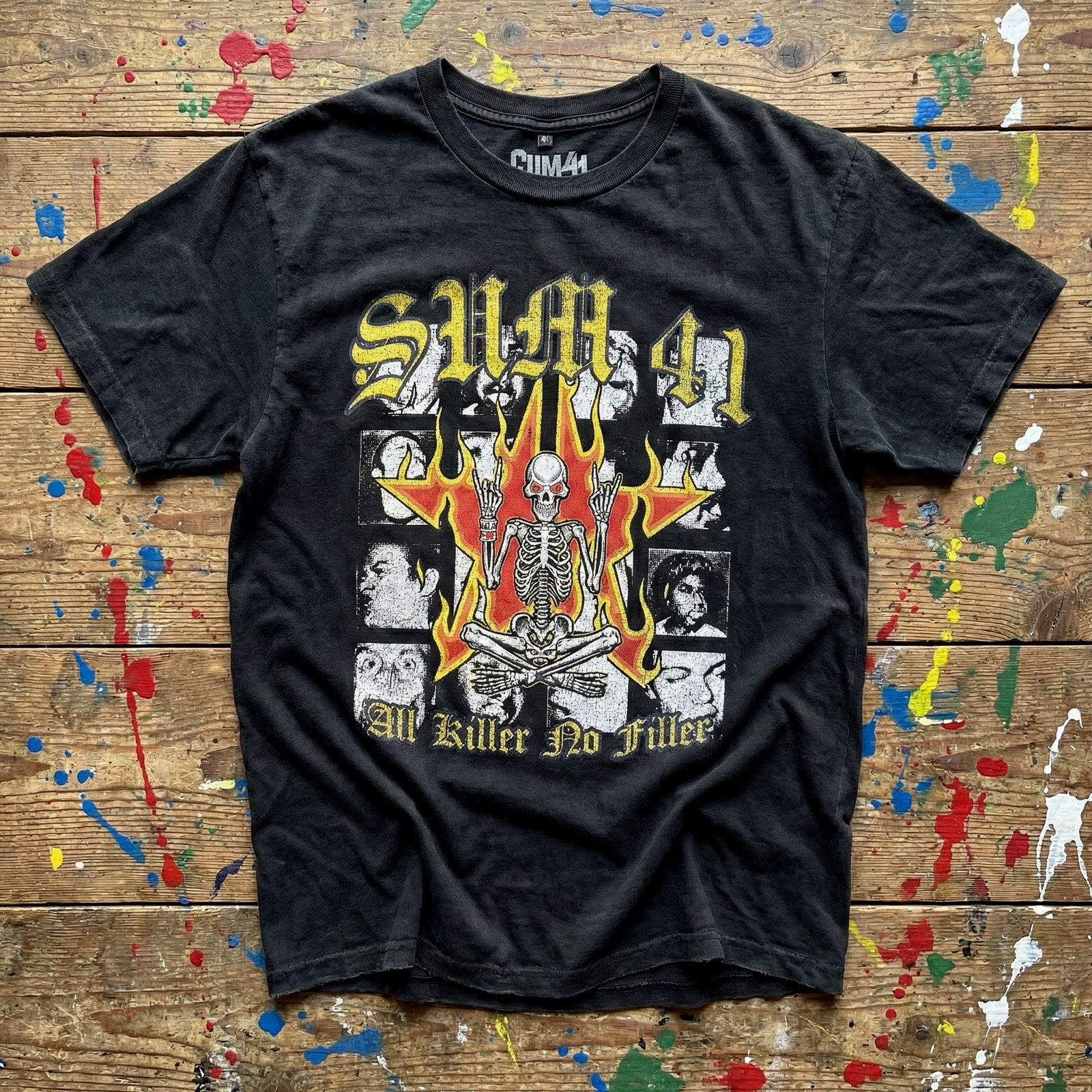 Sum 41 Unisex Premium Carbon T-Shirt: All Killer No Filler Tracklist (Black) (Back Print)