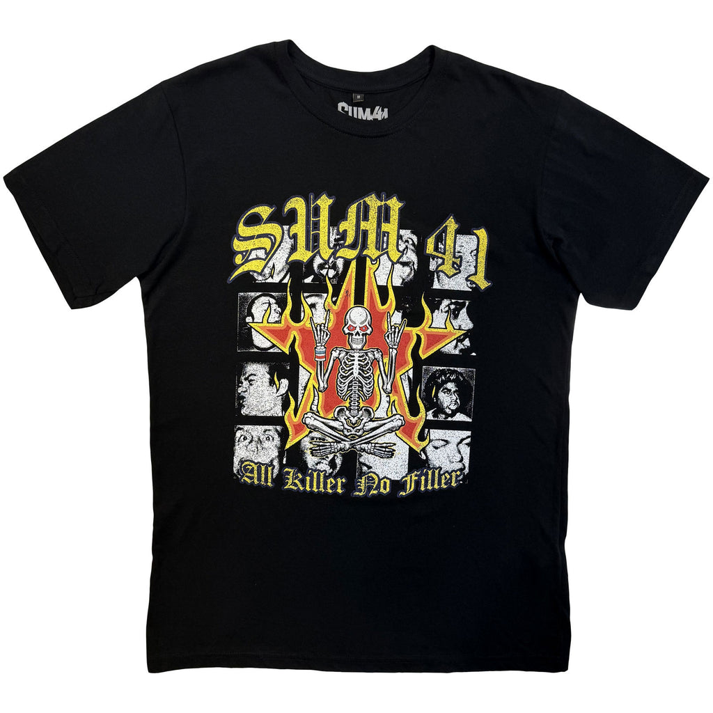 Sum 41 Unisex Premium Carbon T-Shirt: All Killer No Filler Tracklist (Black) (Back Print)