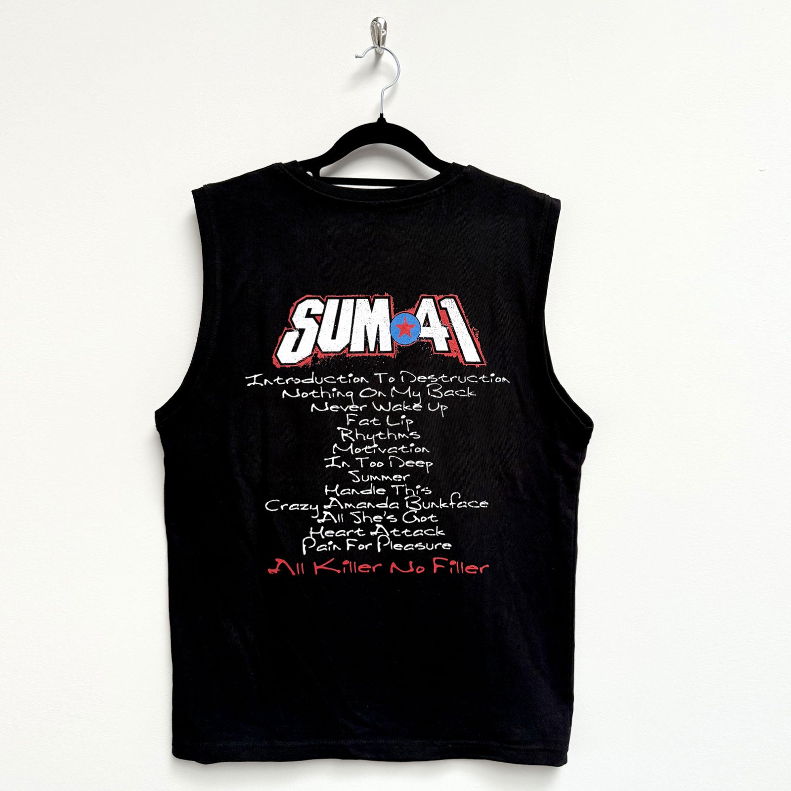 Sum 41 Unisex Tank T-Shirt: All Killer No Filler Tracklist (Black) (Back Print)