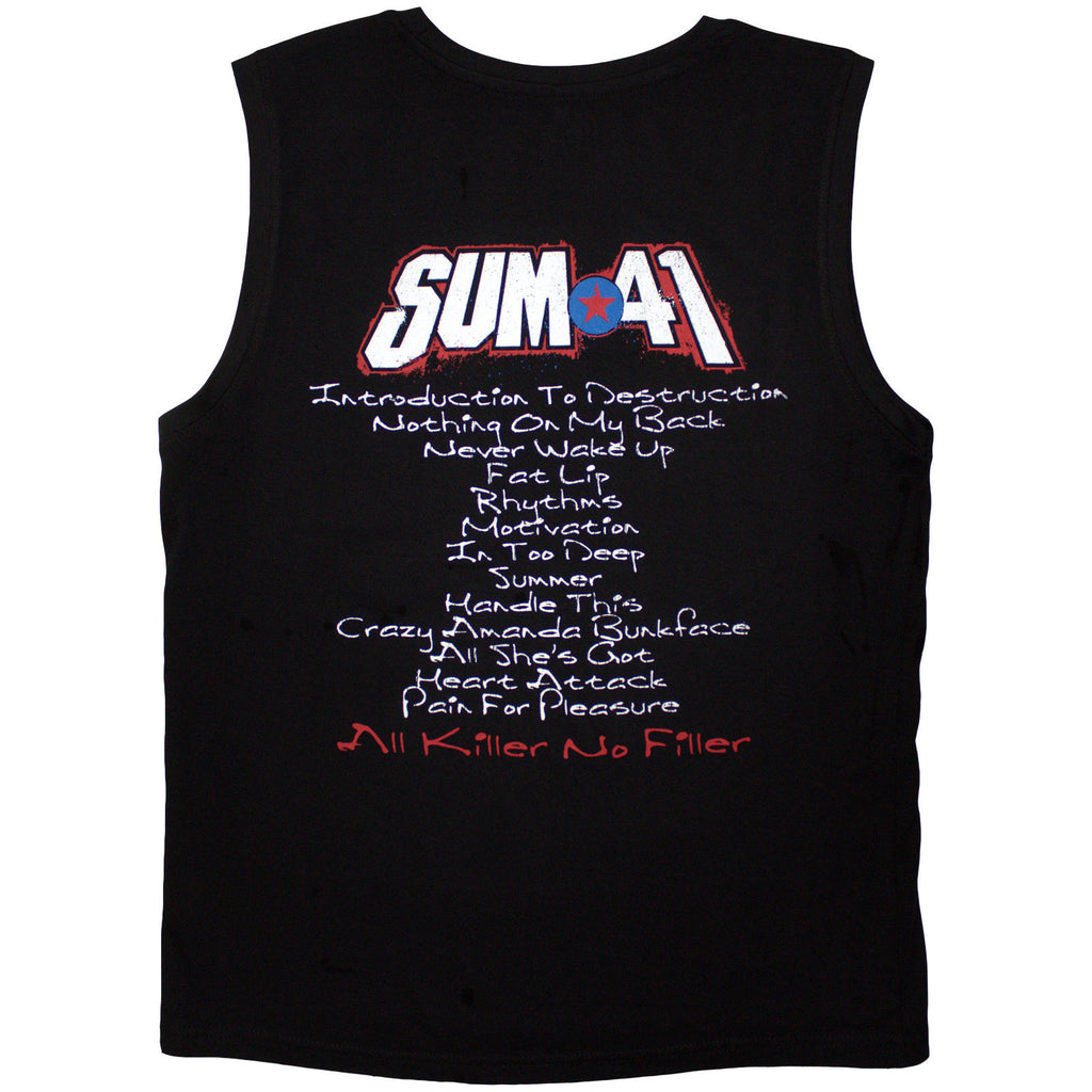 Sum 41 Unisex Tank T-Shirt: All Killer No Filler Tracklist (Black) (Back Print)