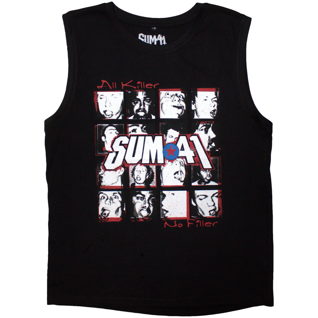 Sum 41 Unisex Tank T-Shirt: All Killer No Filler Tracklist (Black) (Back Print)