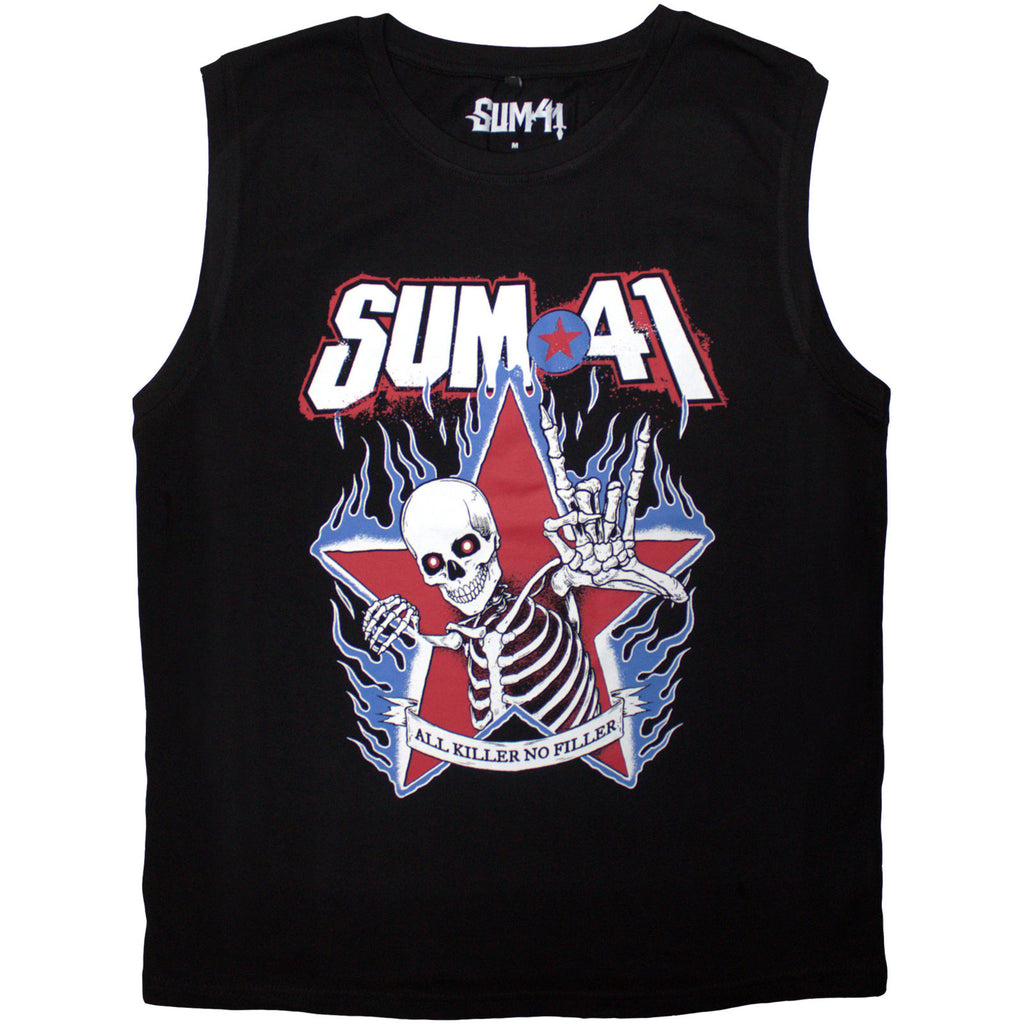 Sum 41 Unisex Tank T-Shirt: All Killer No Filler Skeleton (Black)