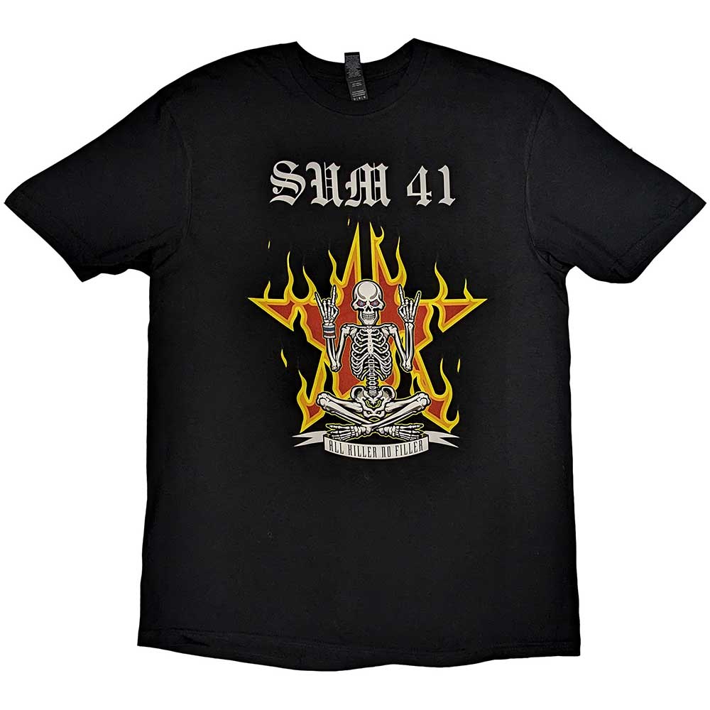 Sum 41 Unisex T-Shirt: AKNF Skeleton European Tour 2022 (Black) (Back Print & Ex-Tour)