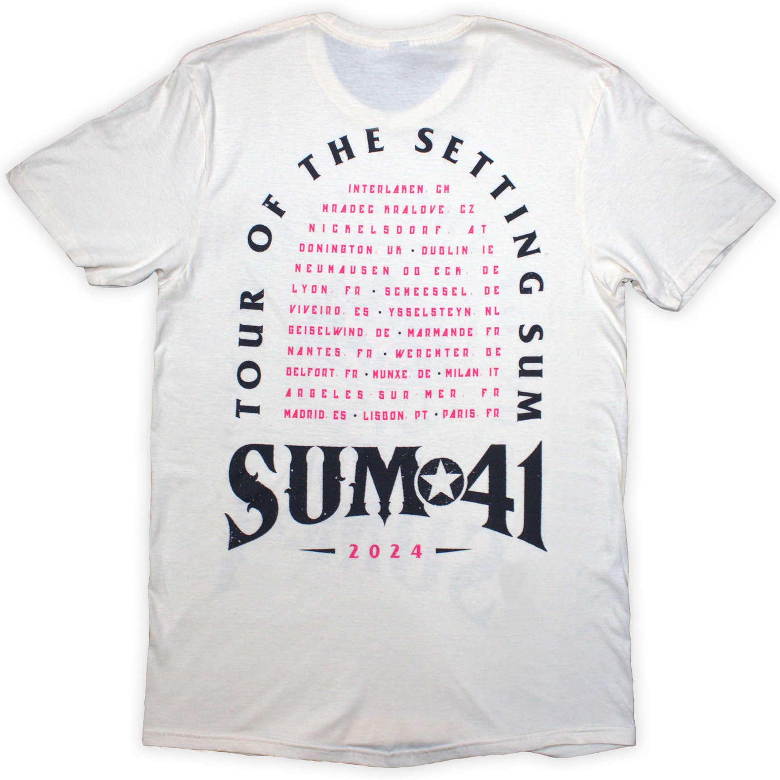 Sum 41 Unisex T-Shirt: Tour '24 Pink Skull (Natural) (Back Print & Ex-Tour)