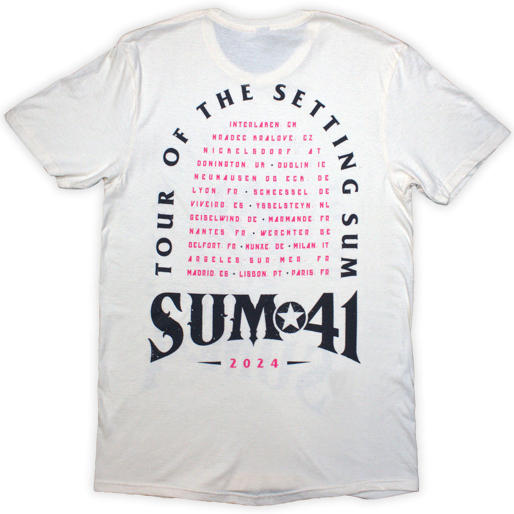 Sum 41 Unisex T-Shirt: Tour '24 Pink Skull (Natural) (Back Print & Ex-Tour)