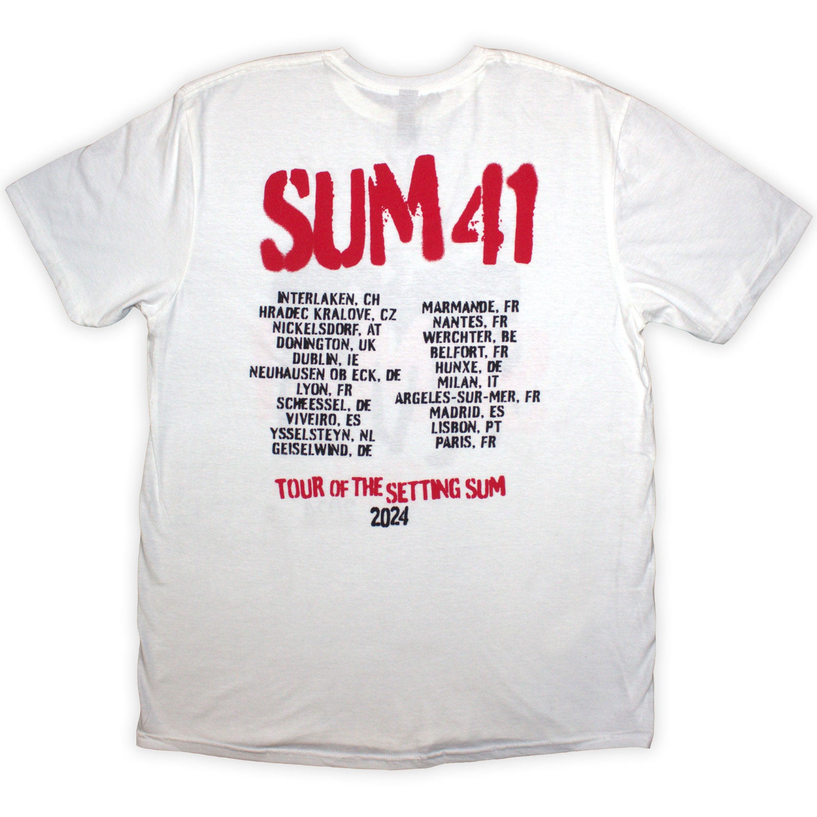 Sum 41 Unisex T-Shirt: Tour '24 Spray Paint (White) (Back Print & Ex-Tour)