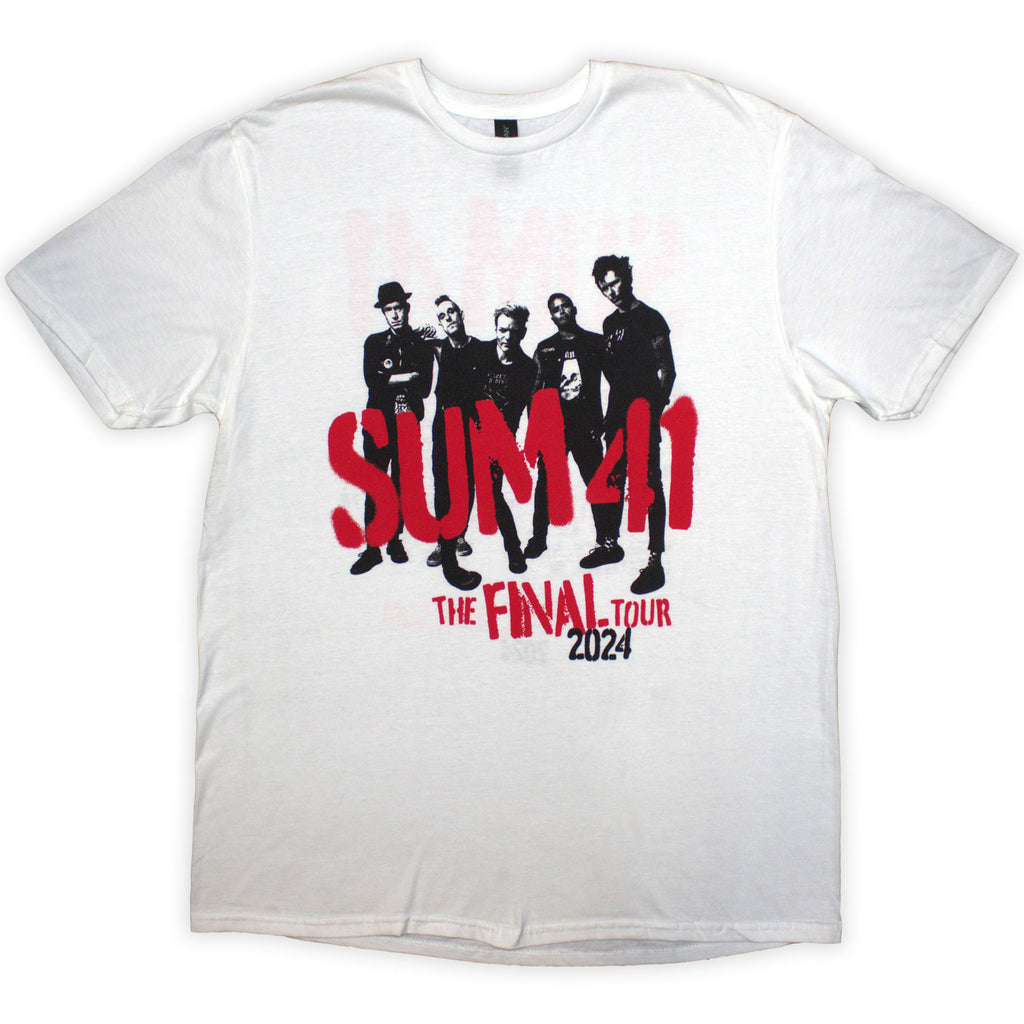 Sum 41 Unisex T-Shirt: Tour '24 Spray Paint (White) (Back Print & Ex-Tour)