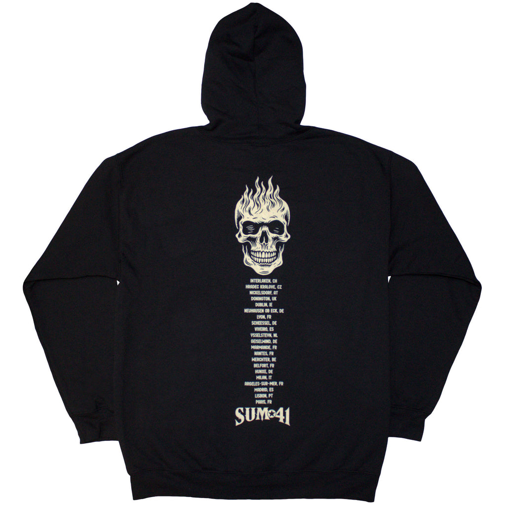 Sum 41 Unisex Zipped Hoodie: Tour '24 Pocket Logo & Skull Back (Black) (Back Print & Ex-Tour)