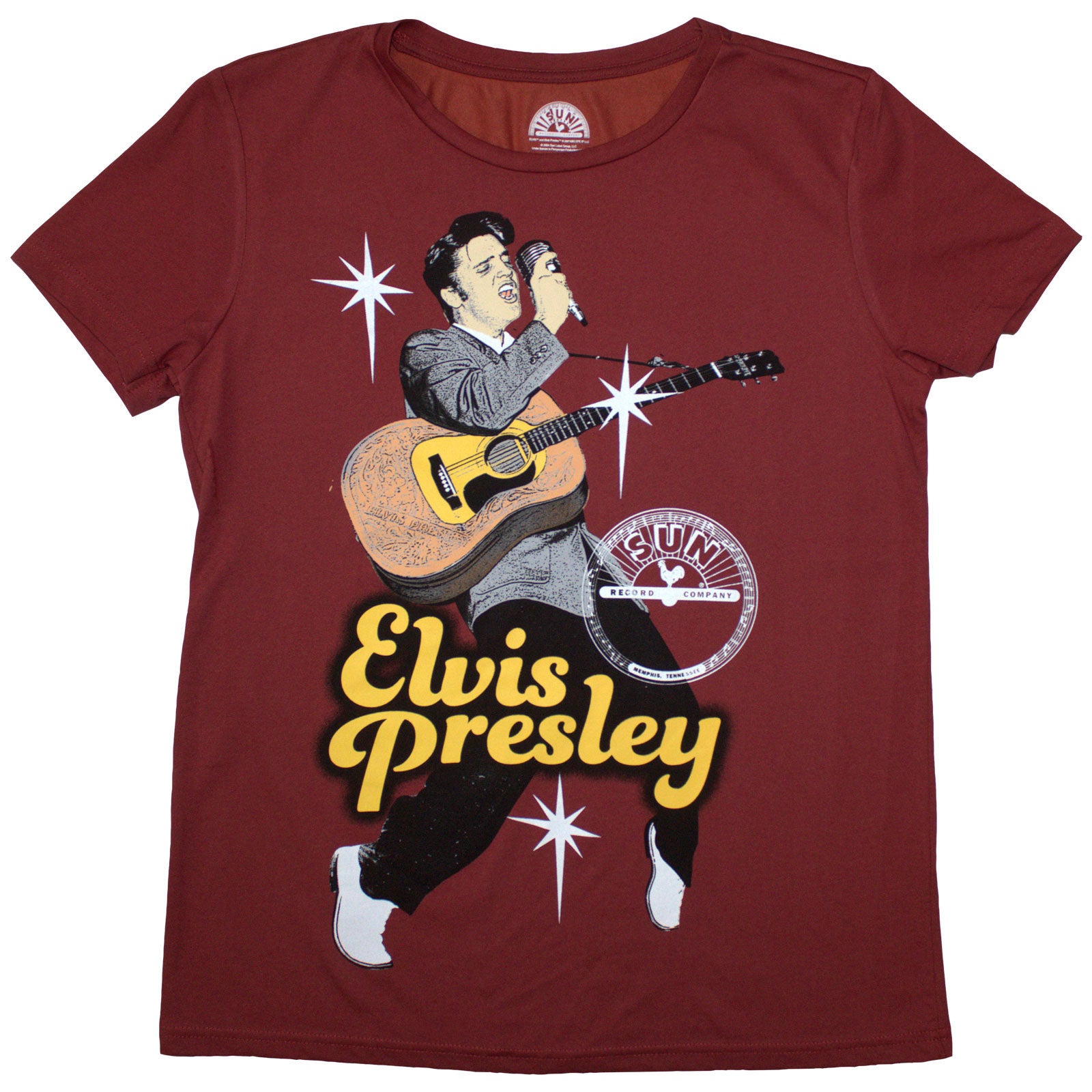 Sun Records Ladies T-Shirt: Elvis Mic (Red)