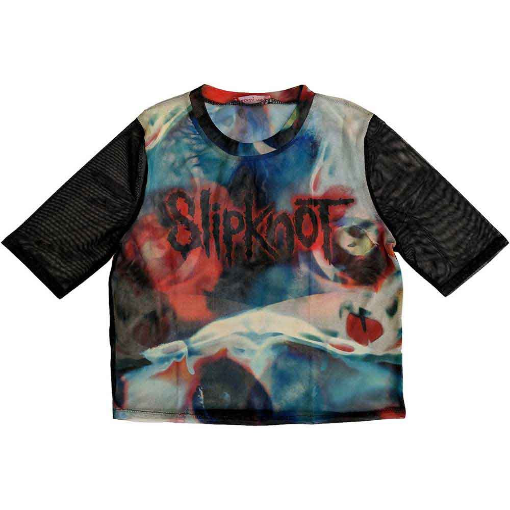 Slipknot: Face & Logo Ladies Mesh Crop Top (Black)