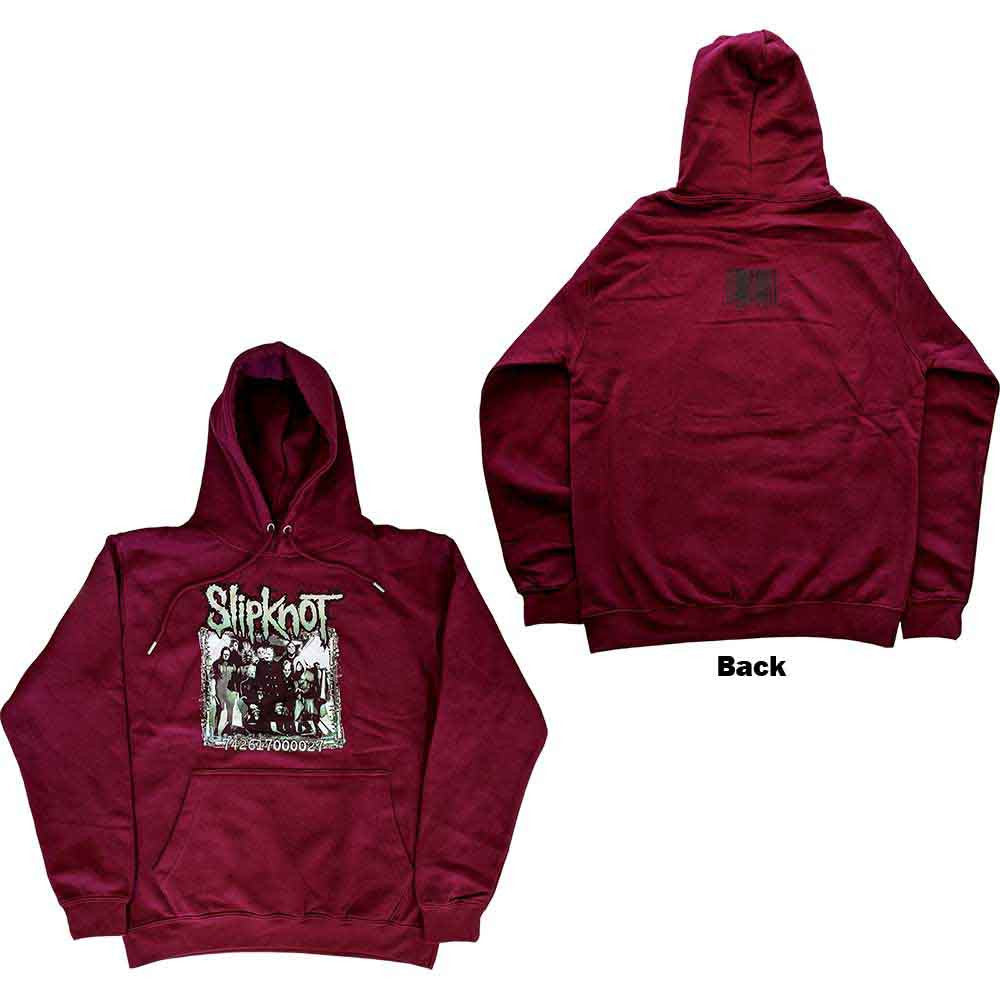 Slipknot Unisex Pullover Hoodie: Barcode Photo (Maroon Red) (Back Print)