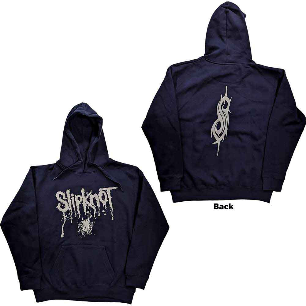 Slipknot Unisex Pullover Hoodie: Splatter (Navy Blue) (Back Print)