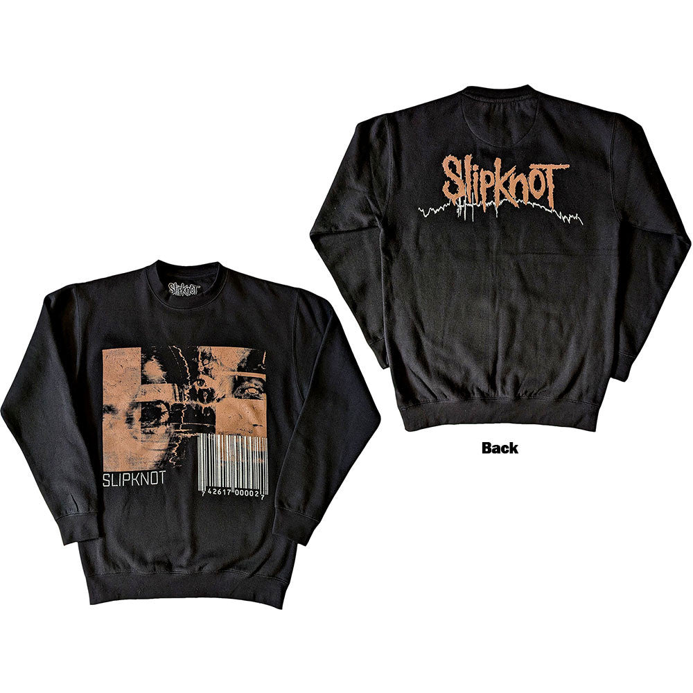 Slipknot Unisex Sweatshirt: The End, So Far Faces & Barcode (Black) (Back Print)